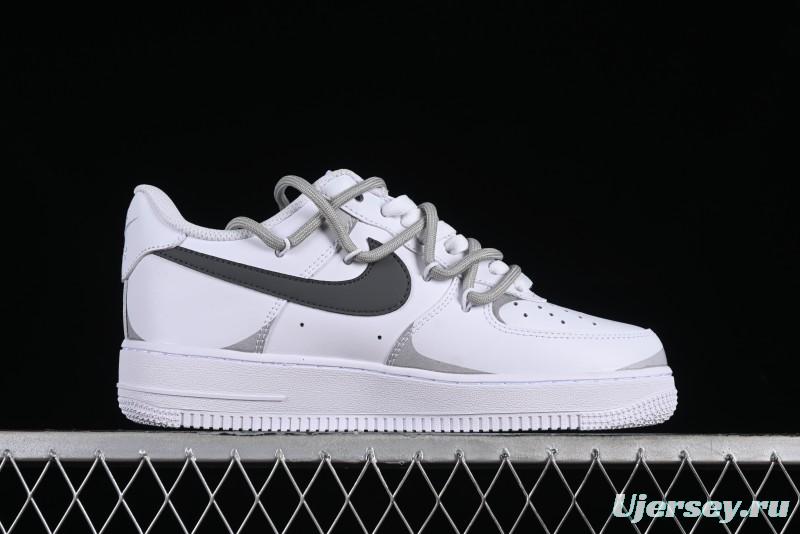 Nike Air Force 1 '07 Low Spray Paint White Grey Strap Low-Top Casual Sneakers - ZH0316-017
