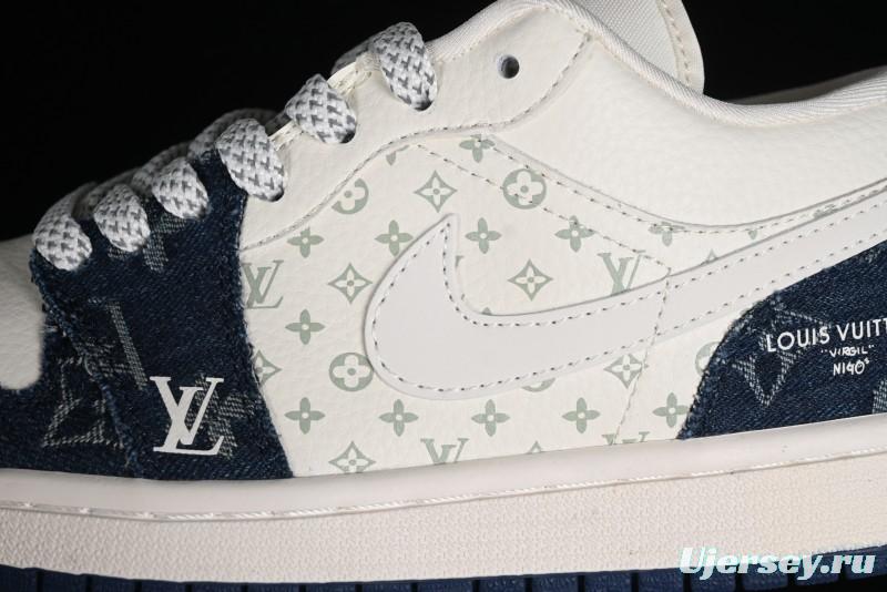 Nike Air Jordan 1 Low LV Collaboration - Light Blue Retro Casual Sneakers - SJ9950-003