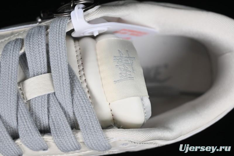 Stussy x Nike SB Dunk Low Retro Premium Sneakers in Off-White Light Grey Swoosh - DQ1098-377
