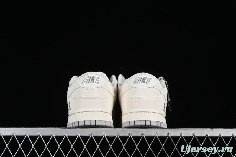 Nike SB Dunk Low LV Collaboration - Double Swoosh Beige Grey Anniversary High-End Custom Low-Top Casual Skate Shoes - FC2025-306