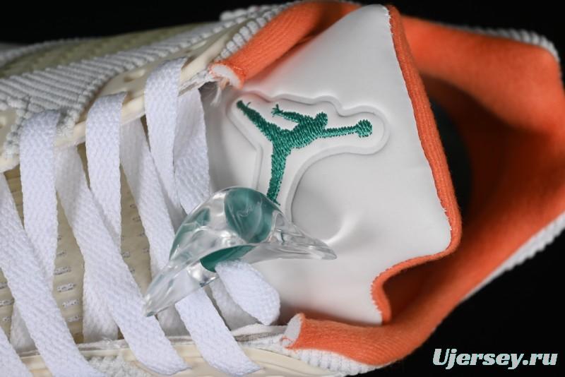 Nike Air Jordan 5 Low Retro Sneakers in White Orange Green Corduroy - CW4204-100