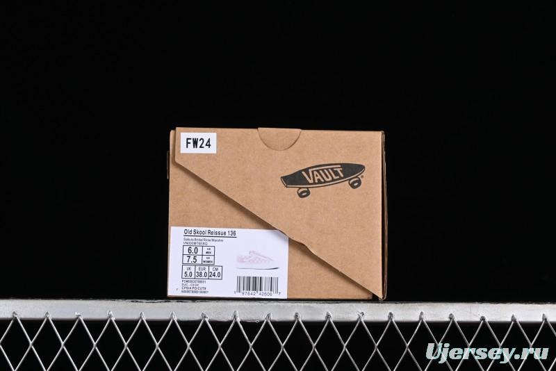 Vans Old Skool Reissue 136 Pink Checkerboard Low Top Retro Canvas Shoes - VN000MT6EBQ