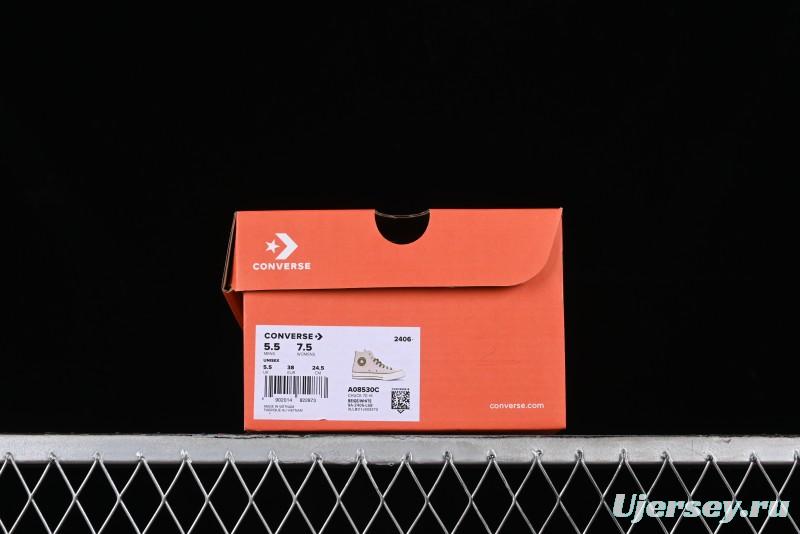 Converse Chuck 70 High Top Casual Canvas Sneakers with Light Beige Upper and Avocado Green Accents - A08530C