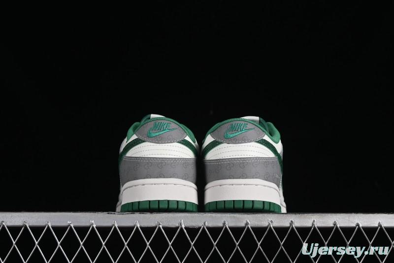 Nike SB Dunk Low Gucci Collaboration - Double G Grey Green Swoosh Anniversary Custom Low-Top Casual Skate Shoes - SF1588-134