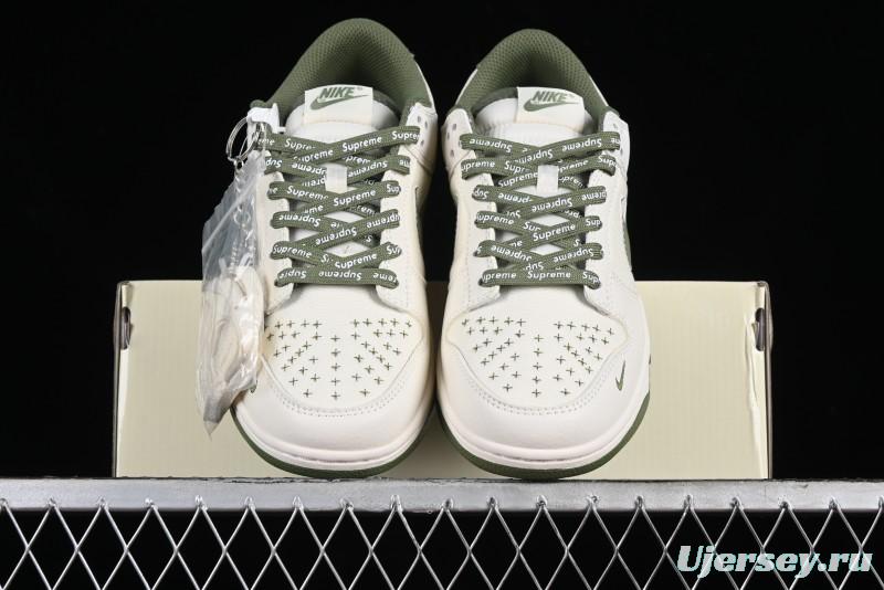 Nike SB Dunk Low Supreme Collaboration - Military Green Canvas Anniversary Custom Low-Top Casual Skate Shoes - BB6698-516