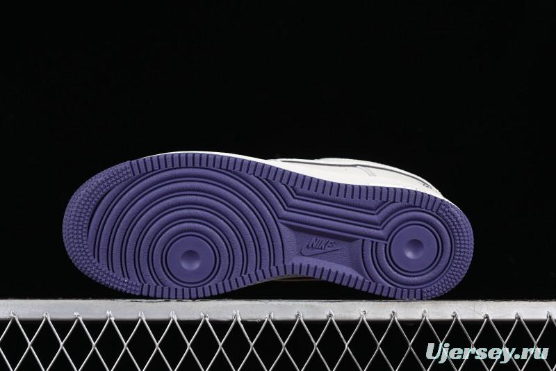 Stussy x Nike Air Force 1 '07 Low Retro Casual Sneakers with Reflective Military Purple - UN1635-222