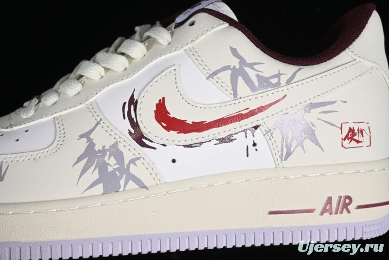Nike Air Force 1'07 Low "MUD" Casual Sneakers with Bamboo Forest and Wandering Swordsman Print - XC2351-110