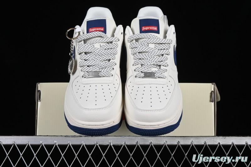 Supreme x Nike Air Force 1 '07 Low Collaboration Dark Blue Casual Sneakers - HD1968-025