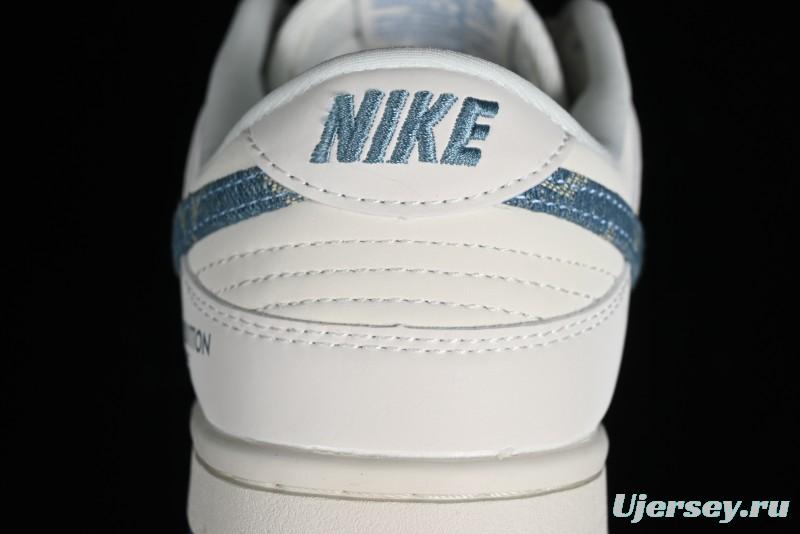 Nike SB Dunk Low LV Collaboration - Light Blue Denim Anniversary High-End Custom Low-Top Casual Skate Shoes - XP3802-336