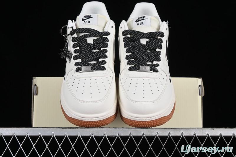 Nike Air Force 1 '07 Low Stussy Collaboration - Beige Black Gum Sole Low-Top Casual Sneakers - XZ5688-001