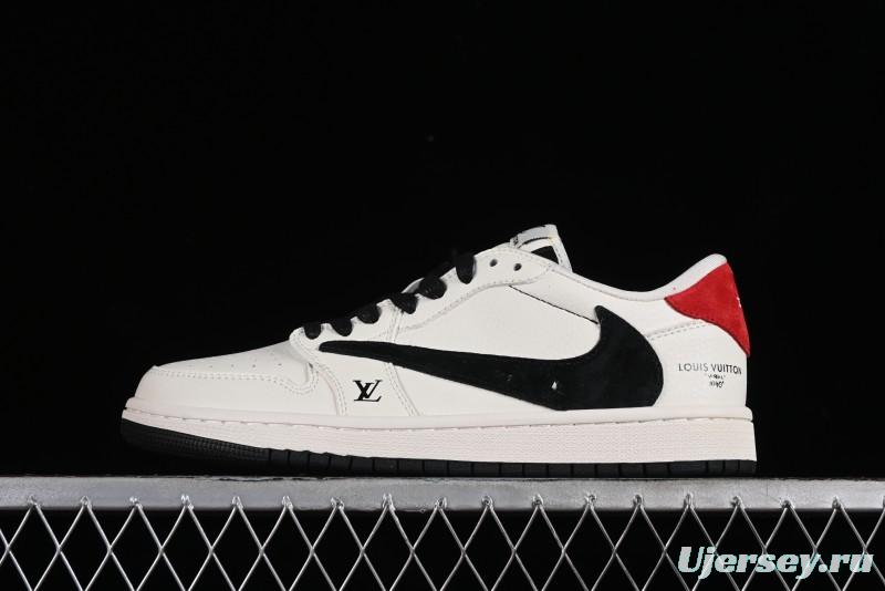 Nike Travis Scott x Fragment Design x Jordan Air Jordan 1 Low OG SP AJ1 LV Beige Black Red Casual Sneakers - LX1988-700
