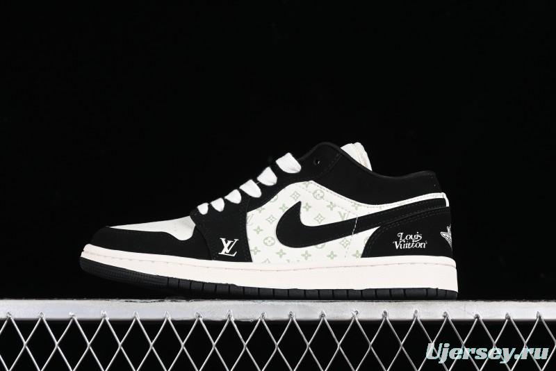 Nike Air Jordan 1 Low LV Collaboration - Black White Panda Custom Culture Casual Sneakers SJ9950-001