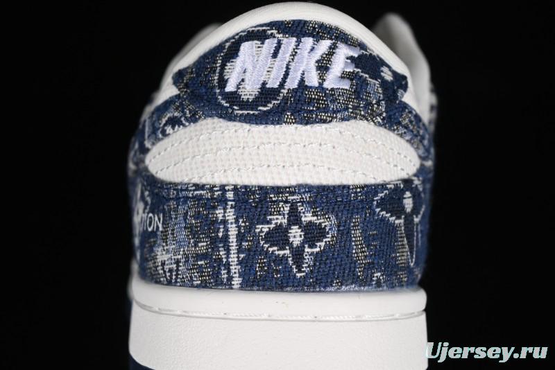 Nike SB Dunk Low LV Collaboration - Camo Mesh Anniversary High-End Custom Low-Top Casual Skate Shoes - JH8040-942