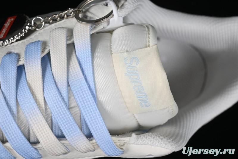 Nike Air Force 1 '07 Low Supreme Collaboration - White Blue Colorblock Low-Top Casual Sneakers BB9599-202