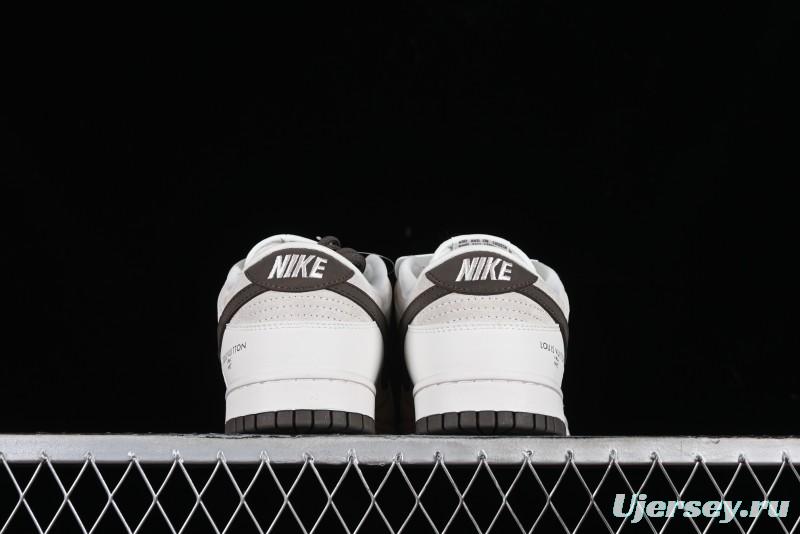 Nike SB Dunk Low LV Collaboration Anniversary Edition Premium Custom Suede Brown Swoosh Low-Top Casual Skate Shoes - LV6188-001