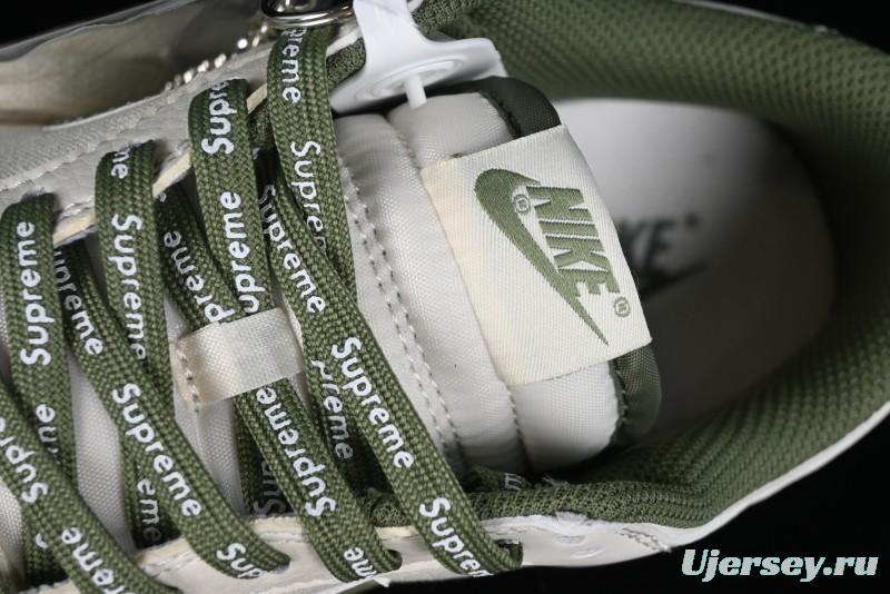Nike SB Dunk Low Supreme Collaboration - Military Green Canvas Anniversary Custom Low-Top Casual Skate Shoes - BB6698-516