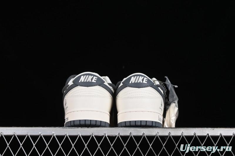 Nike SB Dunk Low LV Collaboration - Straps Lamborghini Off White Dark Grey Swoosh Anniversary High-End Custom Low-Top Casual Sneakers - SJ2068-262