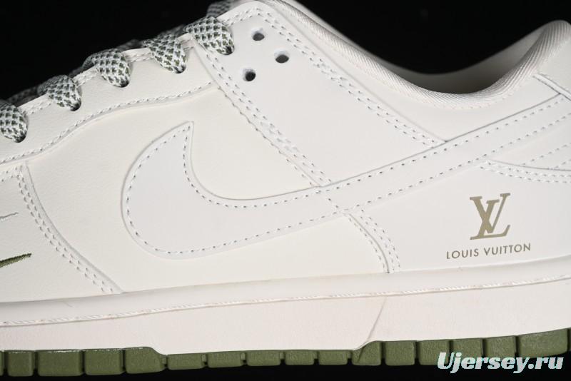 Nike SB Dunk Low LV Collaboration - Beige Green Luxury Custom Low-Top Casual Sneakers - XX2025-318