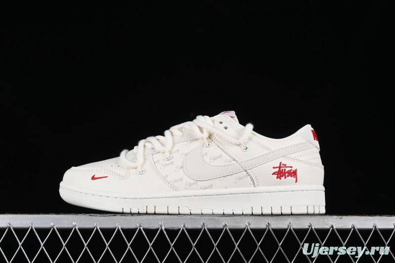 Stussy x Nike SB Dunk Low Anniversary Custom Retro Sneakers with Original S Titanium Accessory - SJ2068-259