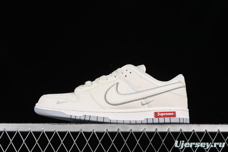 Nike SB Dunk Low Supreme Collaboration - Light Grey Anniversary Customized Low-Top Casual Skate Shoes - DJ2024-005