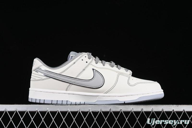 Nike SB Dunk Low OFF-WHITE Collaboration - Light Beige Grey Check Anniversary High-End Custom Low-Top Casual Sneakers - DJ2024-001