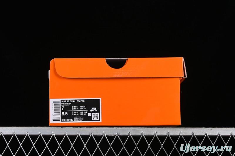 Nike SB Dunk Low LV Collaboration - Beige Brown Swoosh Anniversary High-End Custom Low-Top Casual Skate Shoes - XD6188-030