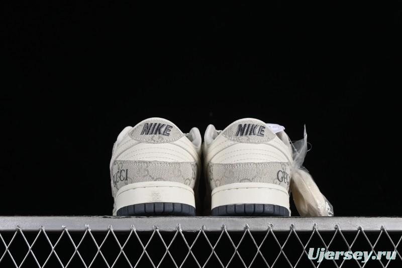 Nike SB Dunk Low Gucci Collaboration - Smoke Grey Anniversary Custom Low-Top Casual Sneakers - CF3688-003
