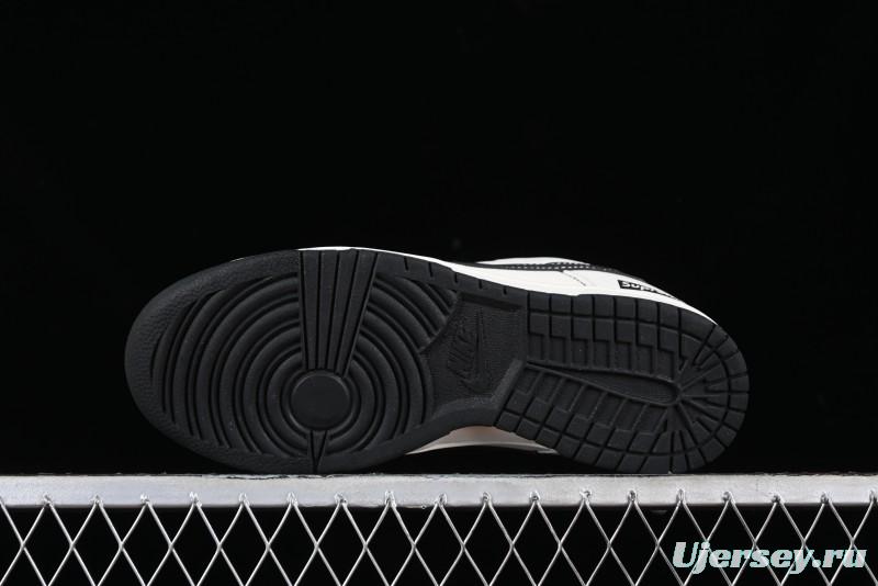 Nike SB Dunk Low Supreme Collaboration - Beige Black Canvas Anniversary Custom Low-Top Casual Skate Shoes - BB8657-515