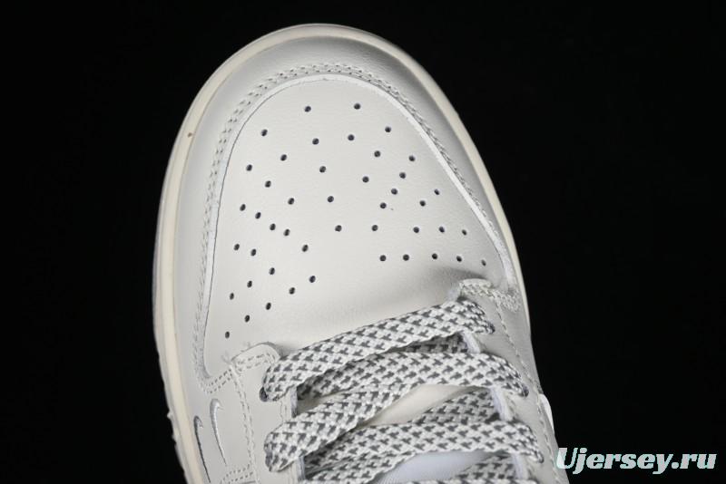 Nike SB Dunk Low LV Collaboration - Double Swoosh Beige Grey Anniversary High-End Custom Low-Top Casual Skate Shoes - FC2025-306