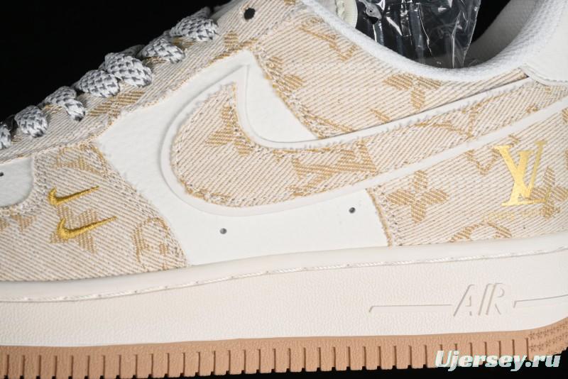 Nike Air Force 1 '07 Low V Collaboration - Khaki Mini Swoosh Low-Top Casual Sneakers - SJ2088-001