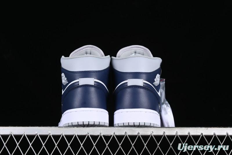 Nike Air Jordan 1 Mid AJ1 Basketball Shoes in Grey Blue - DQ8426-104