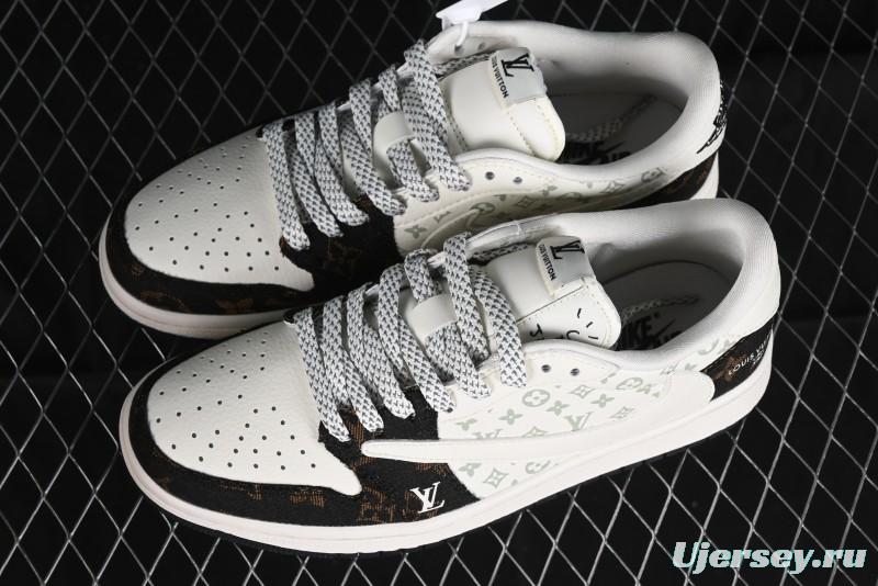 Nike Travis Scott x Fragment Design x Air Jordan 1 Low OG SP AJ1 LV Classic Black Gold Low-top Casual Sneakers - SJ2068-103