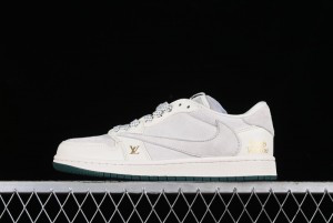 Nike Travis Scott x Fragment Design x Air Jordan 1 Low OG SP AJ1 LV Beige Grey Low-top Casual Sneakers - LJ5188-005