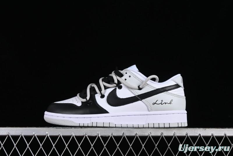 Nike Dunk Low Leather Letter High Street Deconstructed Black Grey SB Strap Low Top Casual Sneakers - DV0831-101