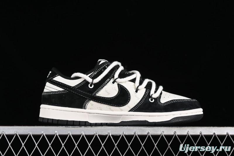 Stussy x Nike Dunk Low SB Sneakers in Beige Black Swoosh - SJ2068-252