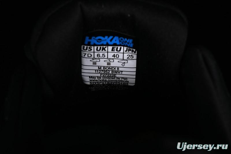 HOKA ONE ONE Bondi 8 Functional Cushioned Running Shoes with Engineered Mesh Upper - 1123202 BWHT