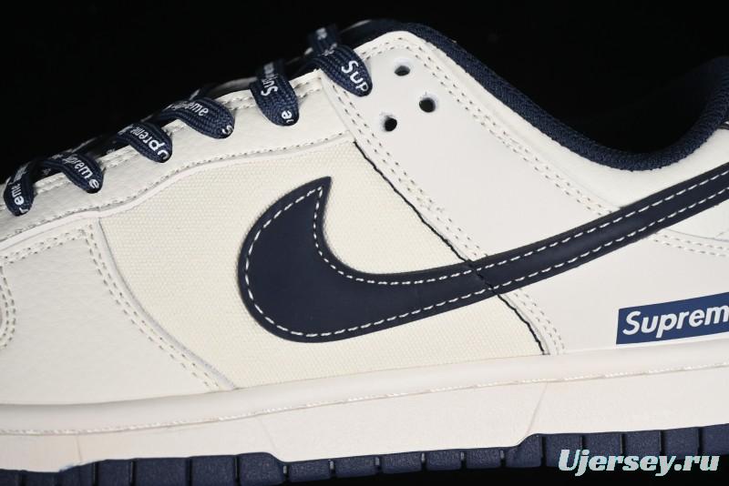 Nike SB Dunk Low Supreme Collaboration - Dark Blue Canvas Anniversary High-End Custom Low-Top Casual Skate Shoes - BB6698-511