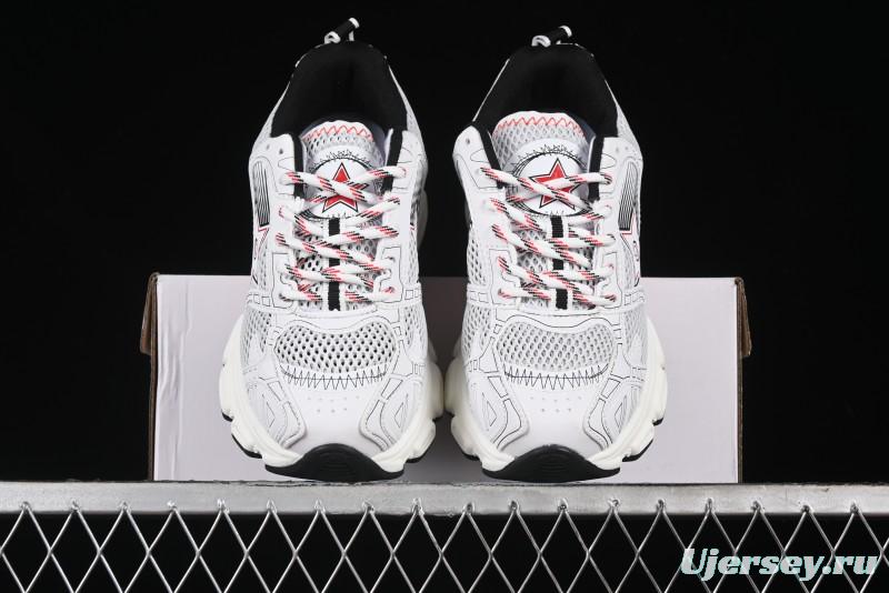 Dior Chrono Round Toe Lace-Up Lifestyle Casual Running Sneakers - 19W WHITE RED