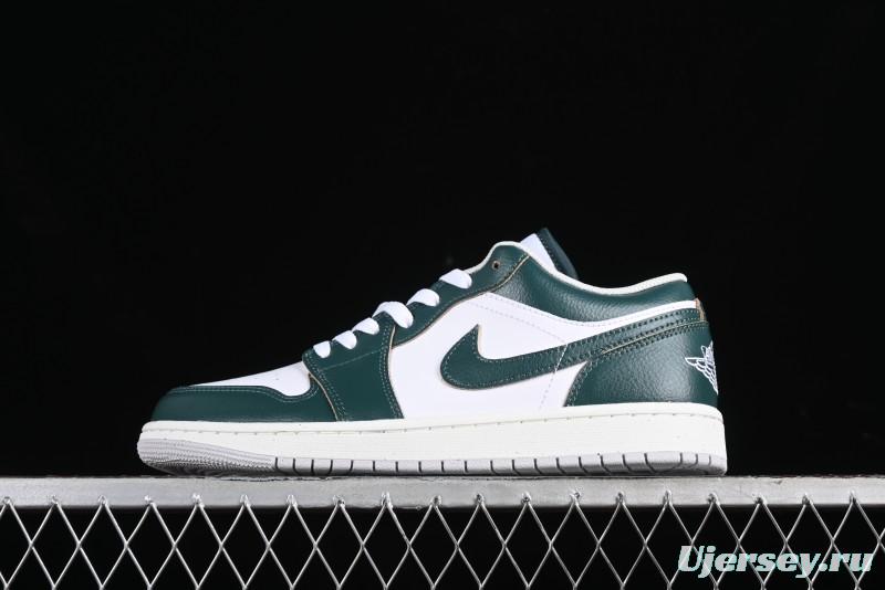 Nike Air Jordan 1 Low Retro Casual Sneakers in White Green - FQ7687-300
