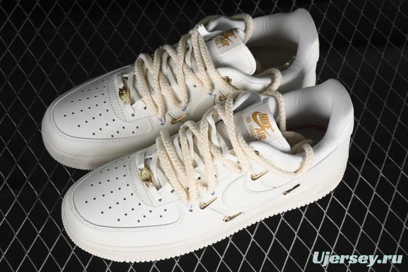 Nike Air Force 1 '07 Low Beige Deconstructed Swoosh Casual Sneakers - FX3654-111