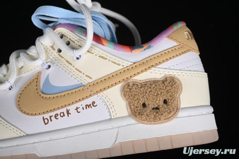Nike Dunk Low Cake Bear White Yellow Low-Top Casual Sneakers - FN8913-141