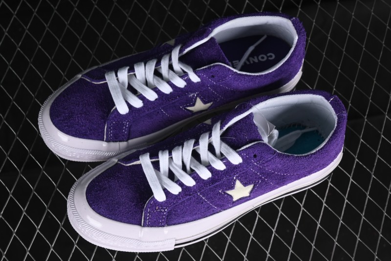 Converse One Star Retro Low-Top Skate Shoes in Purple Suede - 171586C
