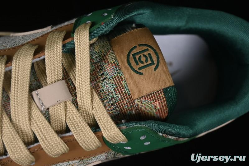 Nike SB Dunk Low Edison Chen Collaboration - Beige Brown Green Knit Anniversary High-End Custom Low-Top Casual Skate Shoes - XB3802-355