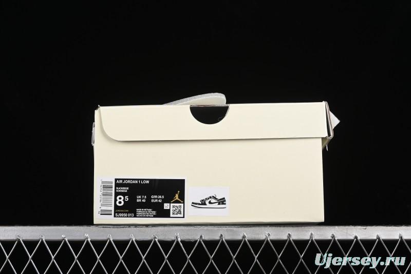 Nike Air Jordan 1 Low AJ1 x Violent Bear Collaboration - Black Beige Mark Line Custom Retro Basketball Shoes - SJ9950-013