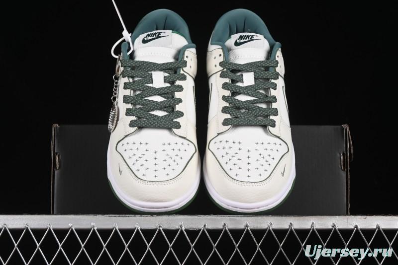 Nike SB Dunk Low Comme des Garçons Collaboration - Woven Beige White Swoosh Anniversary Custom Low-Top Casual Skate Shoes - KK1888-010