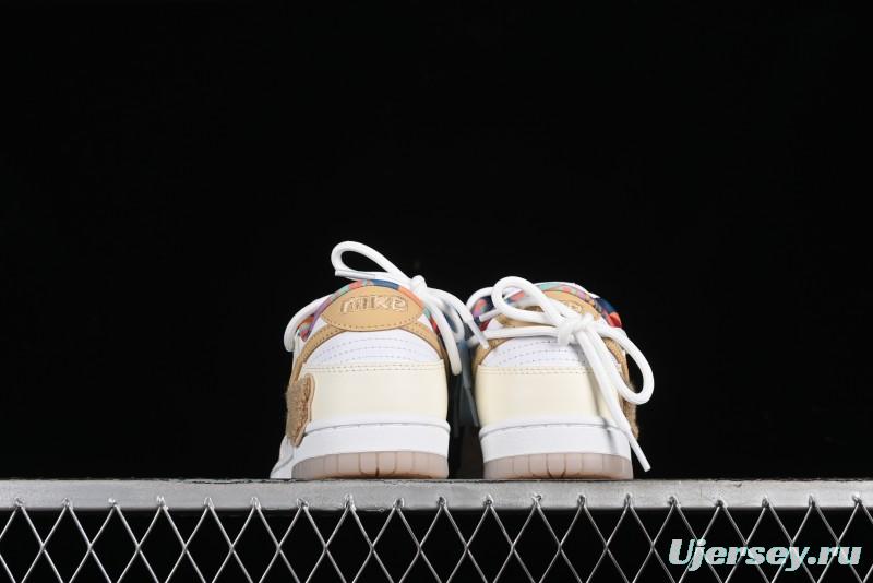 Nike Dunk Low Cake Bear White Yellow Low-Top Casual Sneakers - FN8913-141