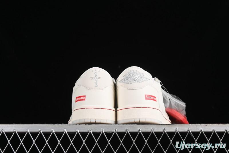 Nike Travis Scott x Fragment Design x Air Jordan 1 Low OG SP AJ1 Supreme Collaboration - Classic Off-White Low-Top Lifestyle Sneakers - XY2688-104