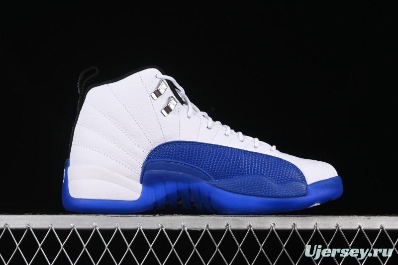 Nike Air Jordan 12 Retro Basketball Shoes in White Blue - CT8013-140