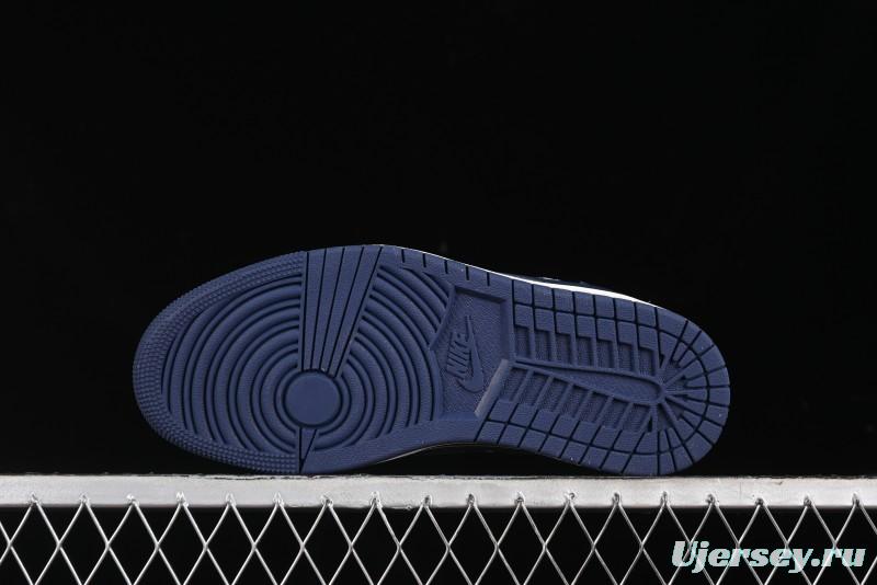 Nike Travis Scott x Fragment Design x Air Jordan 1 Low OG SP AJ1 Supreme Collaboration - Dark Blue Swoosh Low-Top Casual Sneakers - XZ2268-001