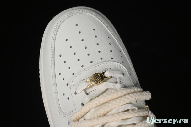 Nike Air Force 1 '07 Low Beige Deconstructed Swoosh Casual Sneakers - FX3654-111